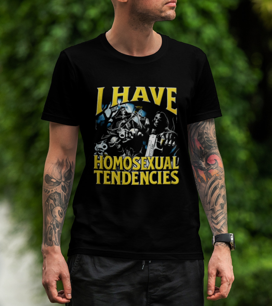 I Have Homosexual Tendencies Skeletons With Handguns Dark T-Shirt