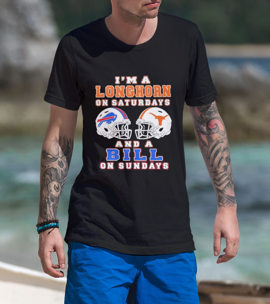 I'm A Longhorn On Saturdays And A Bill On Sundays Football Helmets T-Shirt