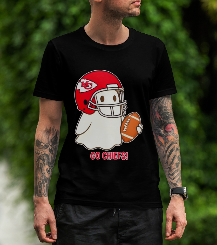 Kansas City Chiefs Go Chiefs Halloween Ghost Football Helmet T-Shirt