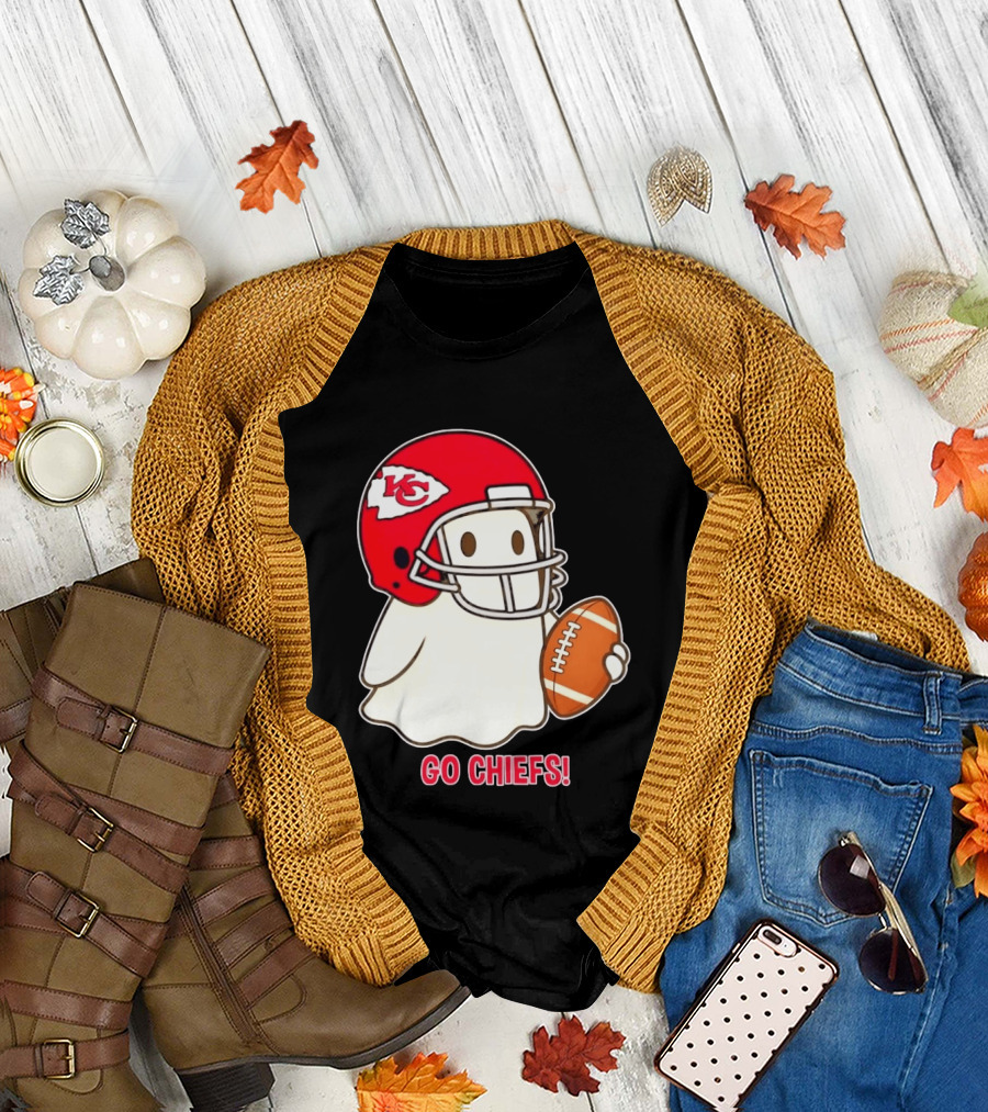 Kansas City Chiefs Go Chiefs Halloween Ghost Football Helmet T-Shirt