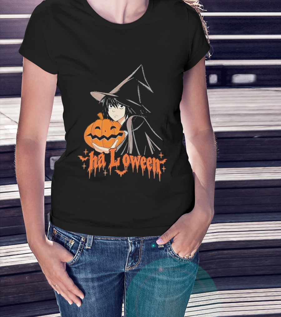 L Lawliet Witch With Pumpkin Halloween Death Note Anime T-Shirt