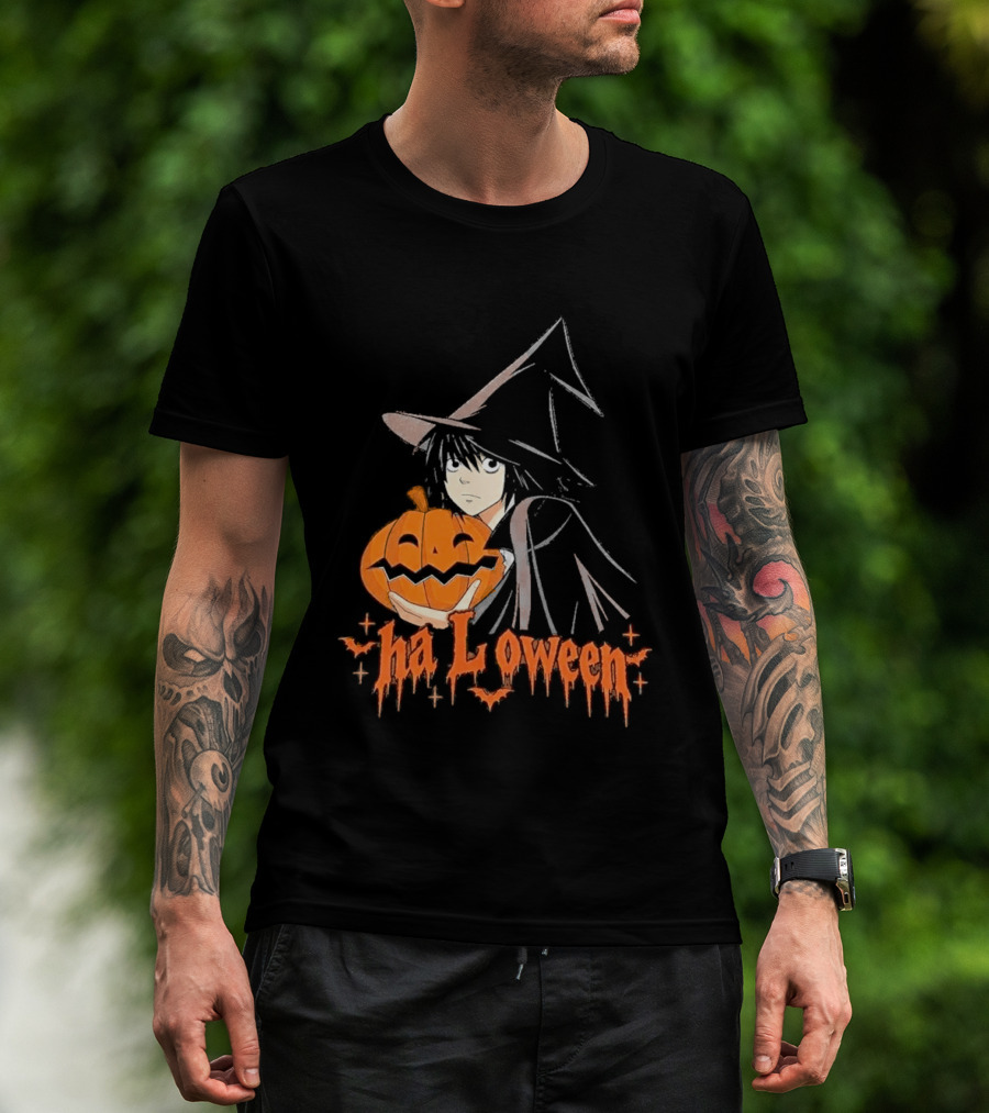 L Lawliet Witch With Pumpkin Halloween Death Note Anime T-Shirt