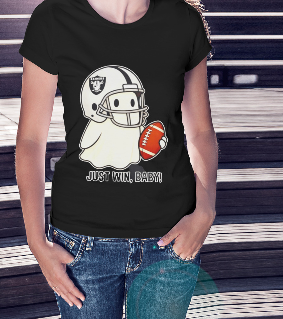 Las Vegas Raiders Just Win Baby Ghost Football Halloween 2026 T-Shirt