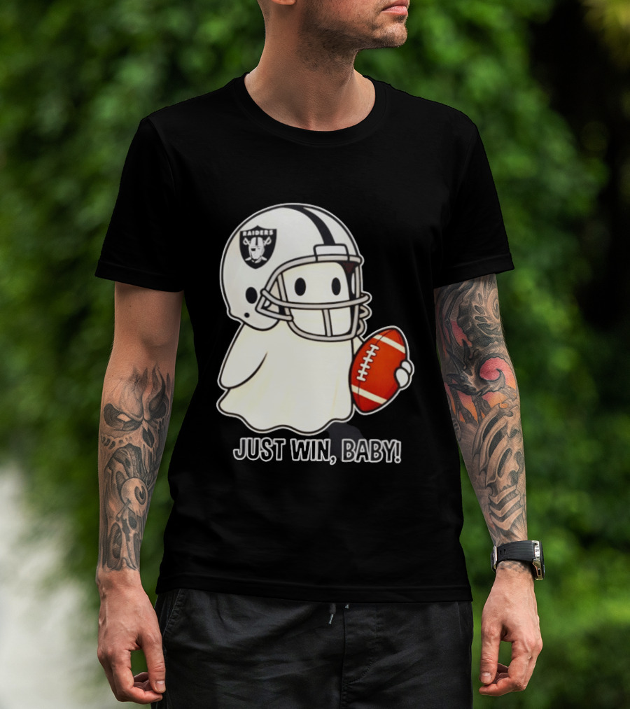 Las Vegas Raiders Just Win Baby Ghost Football Halloween 2026 T-Shirt
