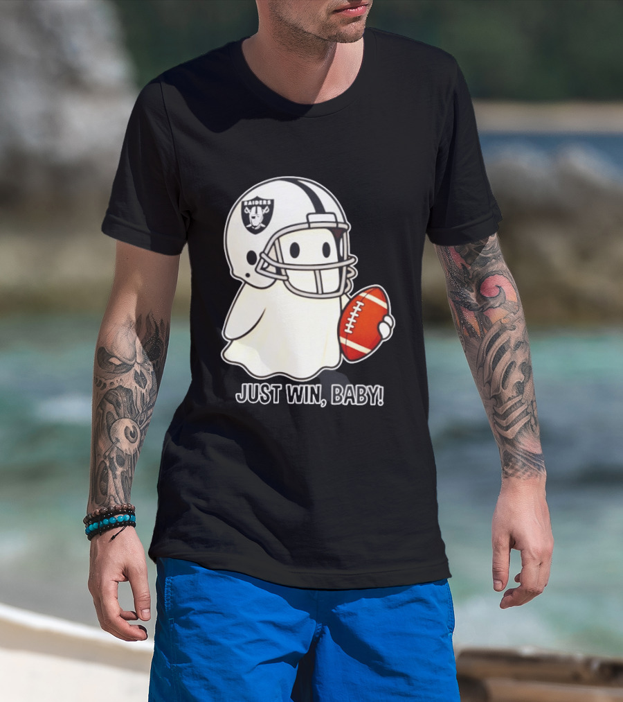 Las Vegas Raiders Just Win Baby Ghost Football Halloween 2026 T-Shirt