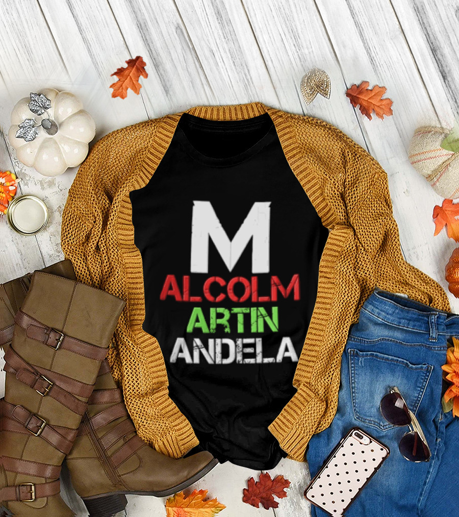Malcolm Martin Mandela Distressed Stacked T-Shirt