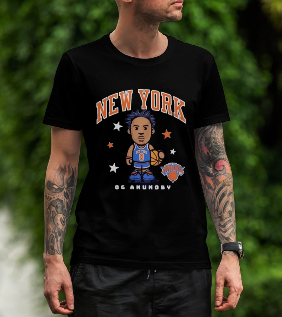 New York Knicks OG Anunoby No 8 Basketball Cartoon Stars T-Shirt