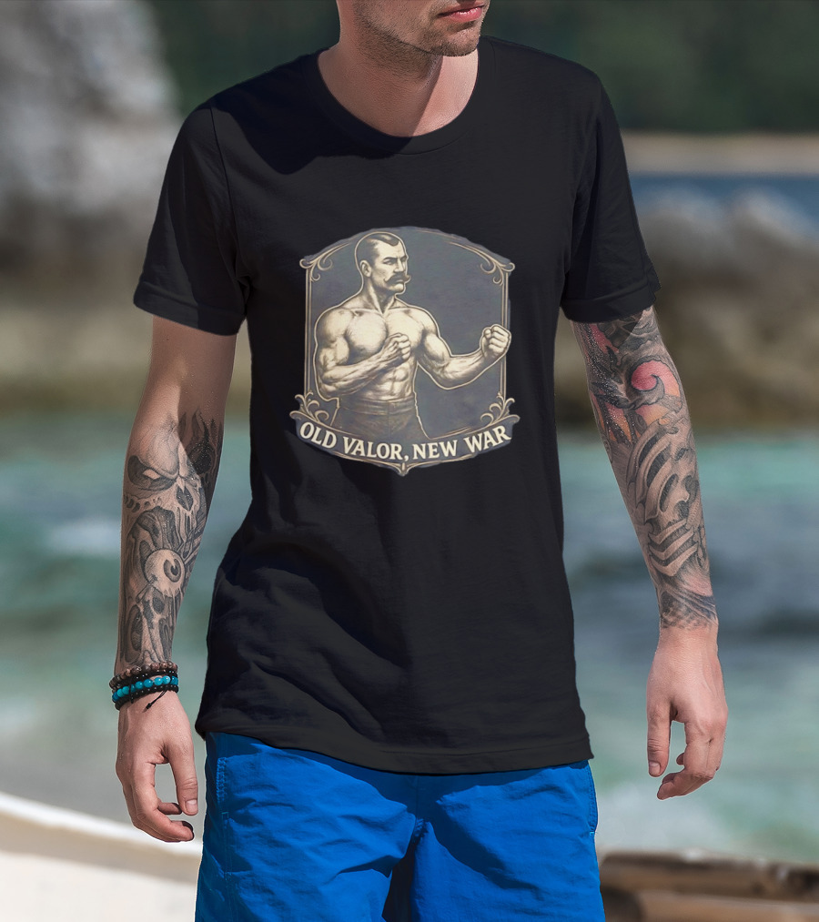 Old Valor New War Mustachioed Boxer T-Shirt