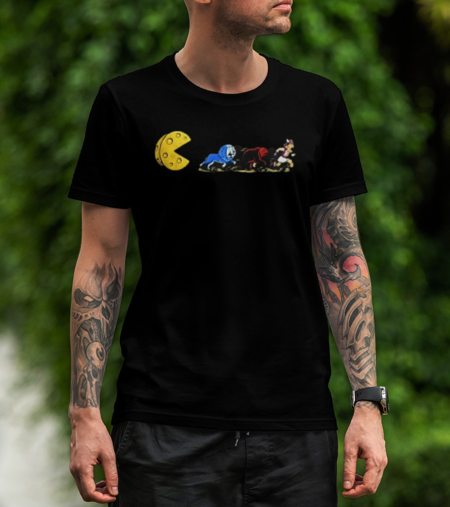 Pac Man Cheese Chasing Lions Bear And Hercules Journey T-Shirt