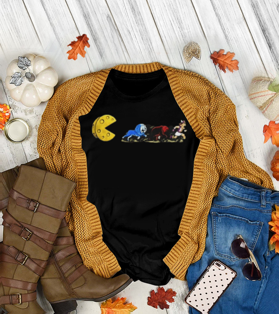 Pac Man Cheese Chasing Lions Bear And Hercules Journey T-Shirt