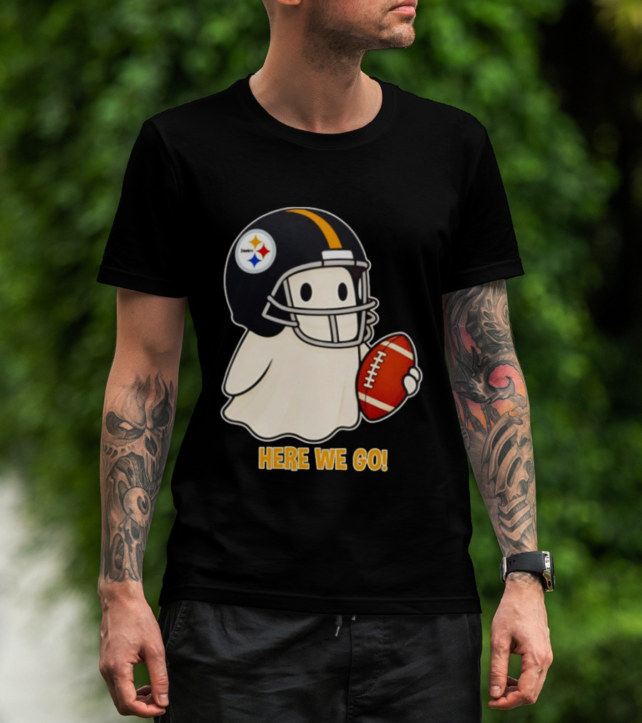 Pittsburgh Steelers Halloween Ghost Football Here We Go 2026 T-Shirt