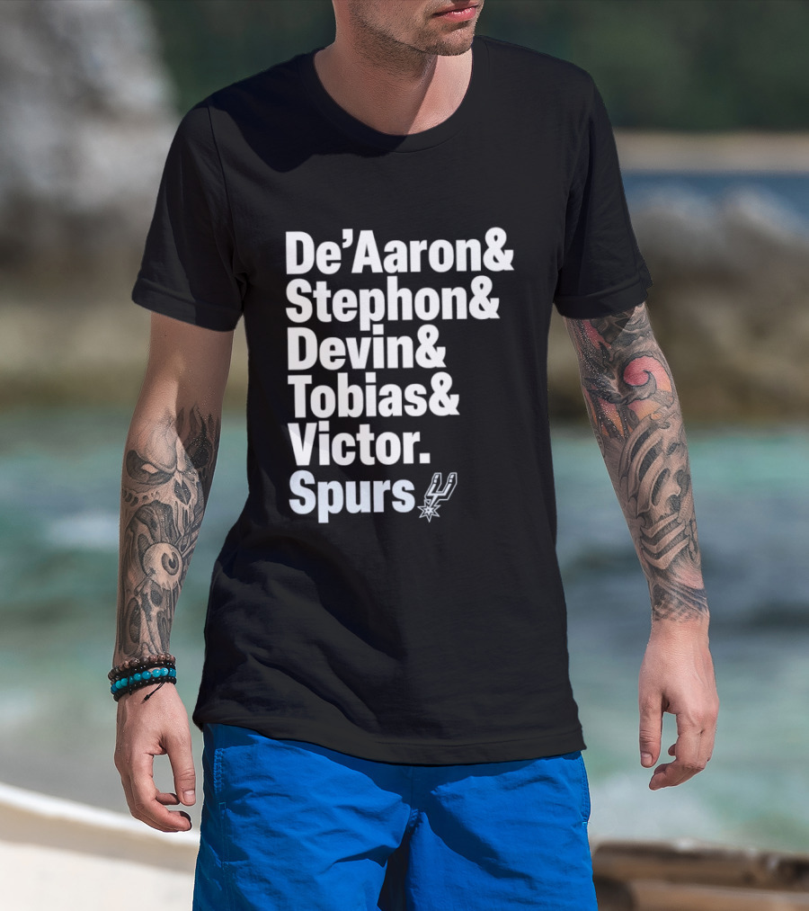 San Antonio Spurs De'Aaron Stephon Devin Tobias Victor Lineup 2026 T-Shirt