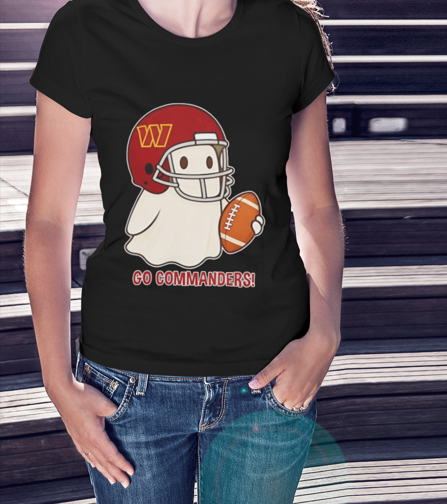 Washington Commanders Halloween Ghost Football Go Commanders 2026 T-Shirt
