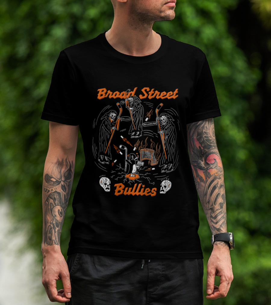 Broad Street Bullies Philadelphia Flyers Grim Reapers Hockey Sticks NHL Penguins T-Shirt