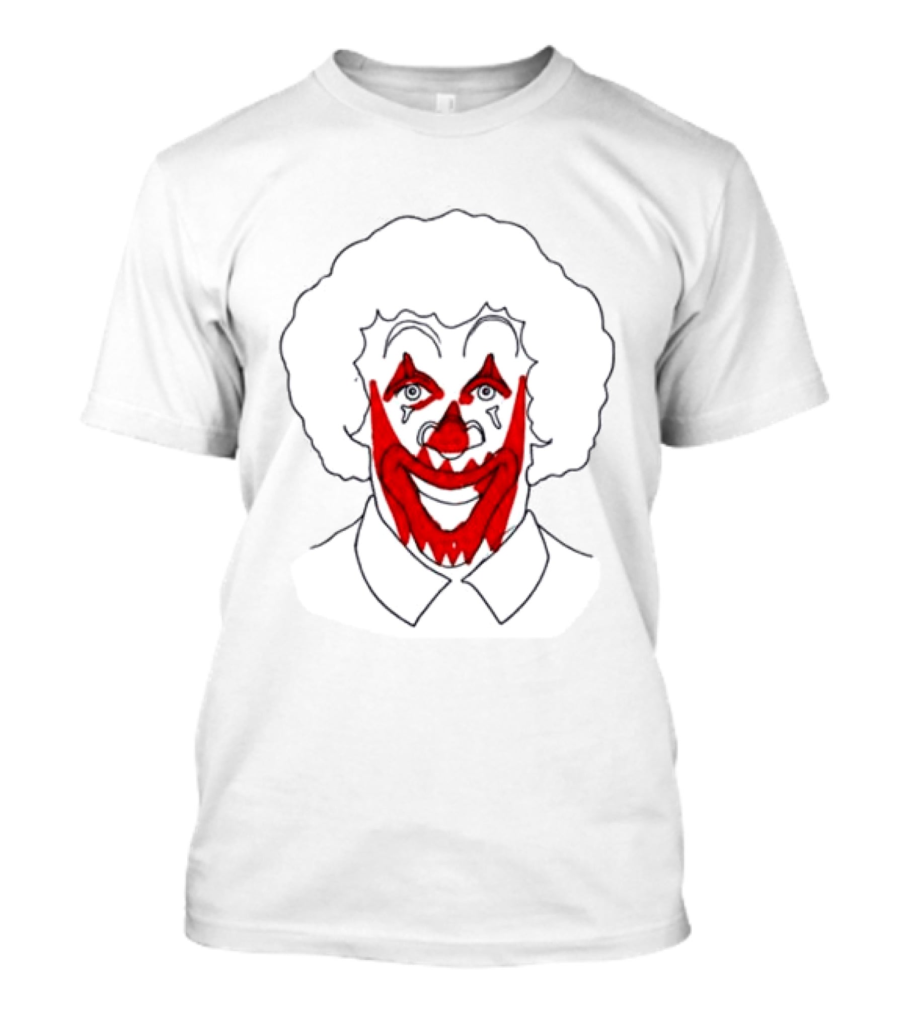 Asspizza Store Ronald Clown Face Drawing Red Lips White Collar T-Shirt