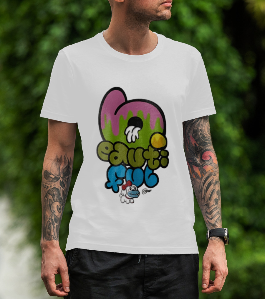 Beautiful Graffiti Lettering Dripping Paint Cartoon Dog With Spray Can T-Shirt