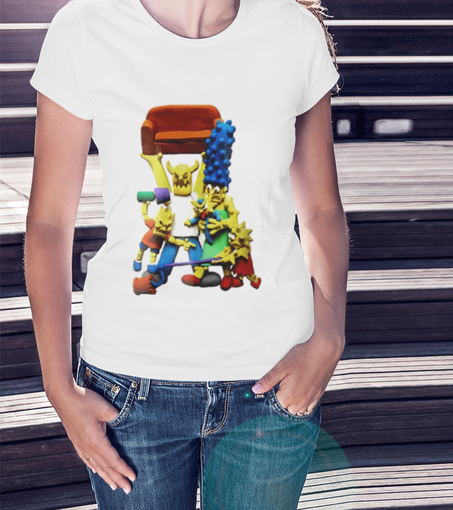 The Simpsons Claymation Family Couch Posing Scene T-Shirt