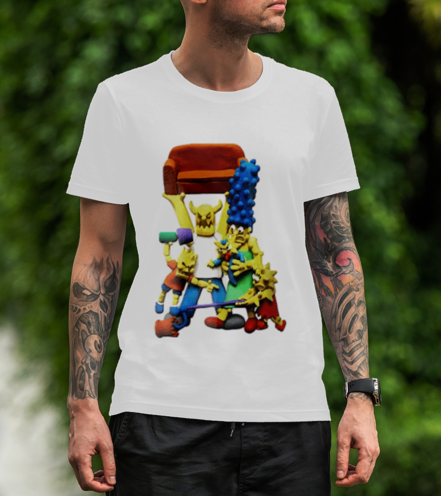 The Simpsons Claymation Family Couch Posing Scene T-Shirt