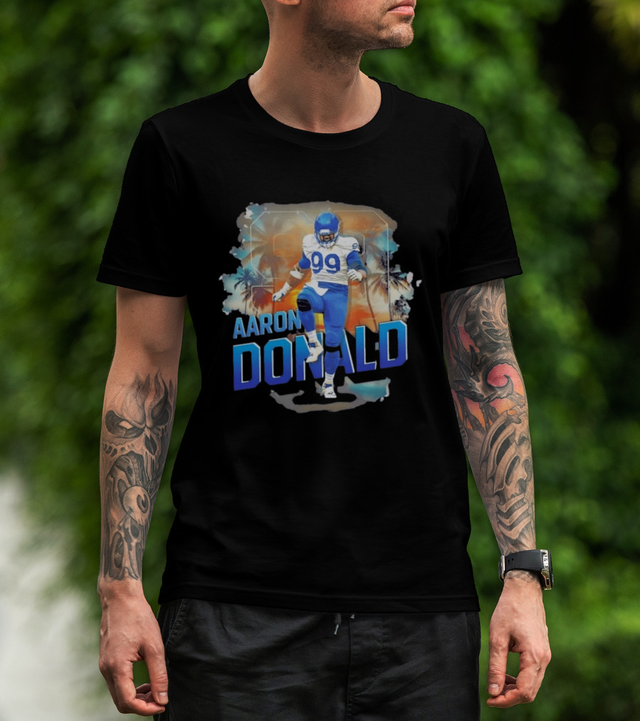Aaron Donald 99 Los Angeles Rams Sunset Cityscape T-Shirt