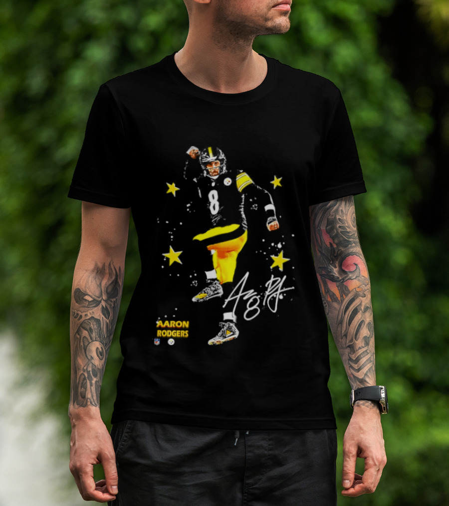 Aaron Rodgers Pittsburgh Steelers King Of The North Yellow Stars Signature T-Shirt