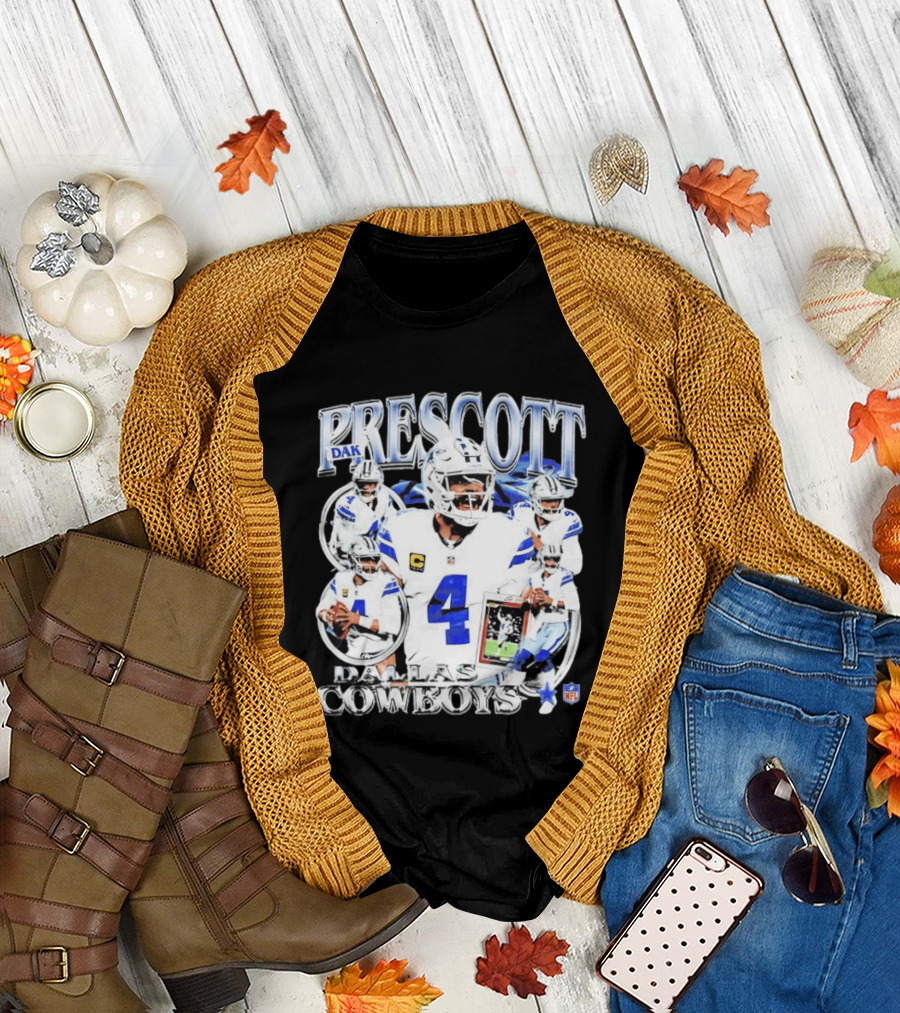 Dak Prescott Dallas Cowboys NFL Quarterback Collage T-Shirt