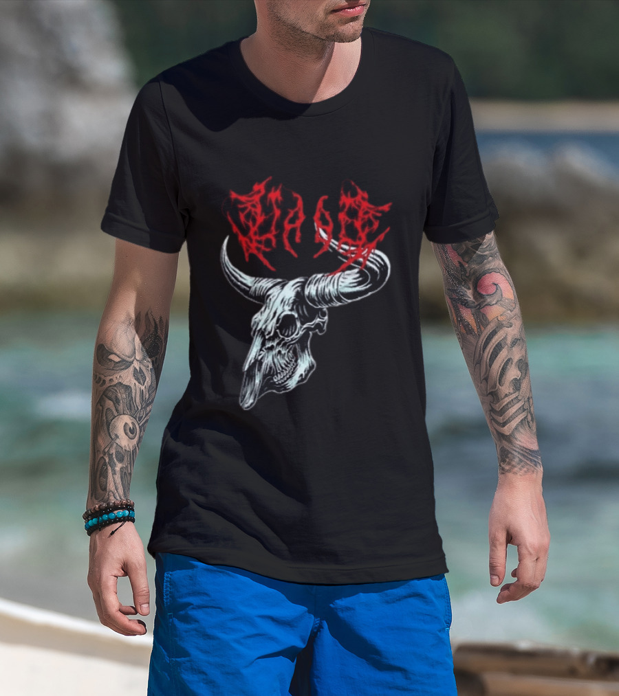 Merchdrop Upon A Burning Body Metal Texas Skull Red T-Shirt
