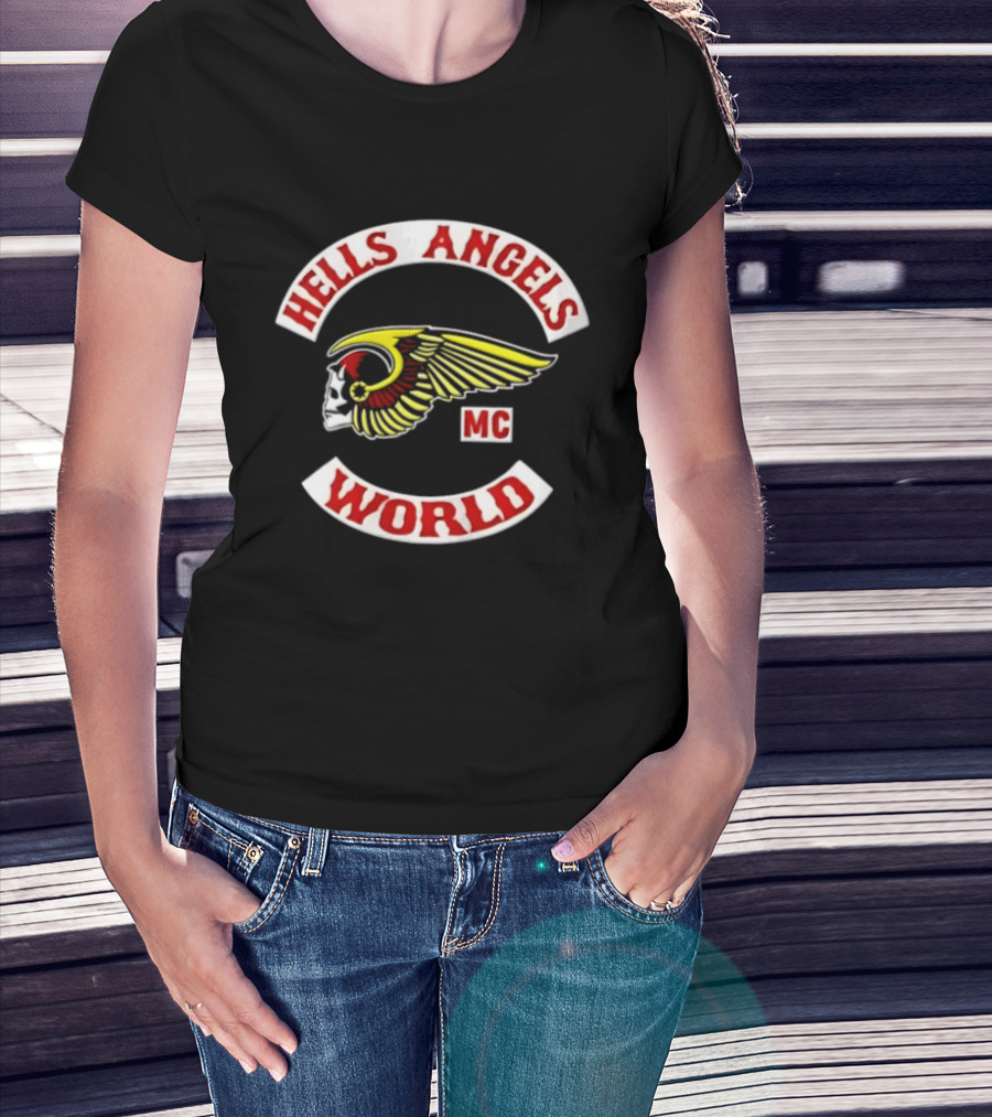 Hells Angels Skull Winged Helmet MC World T-Shirt