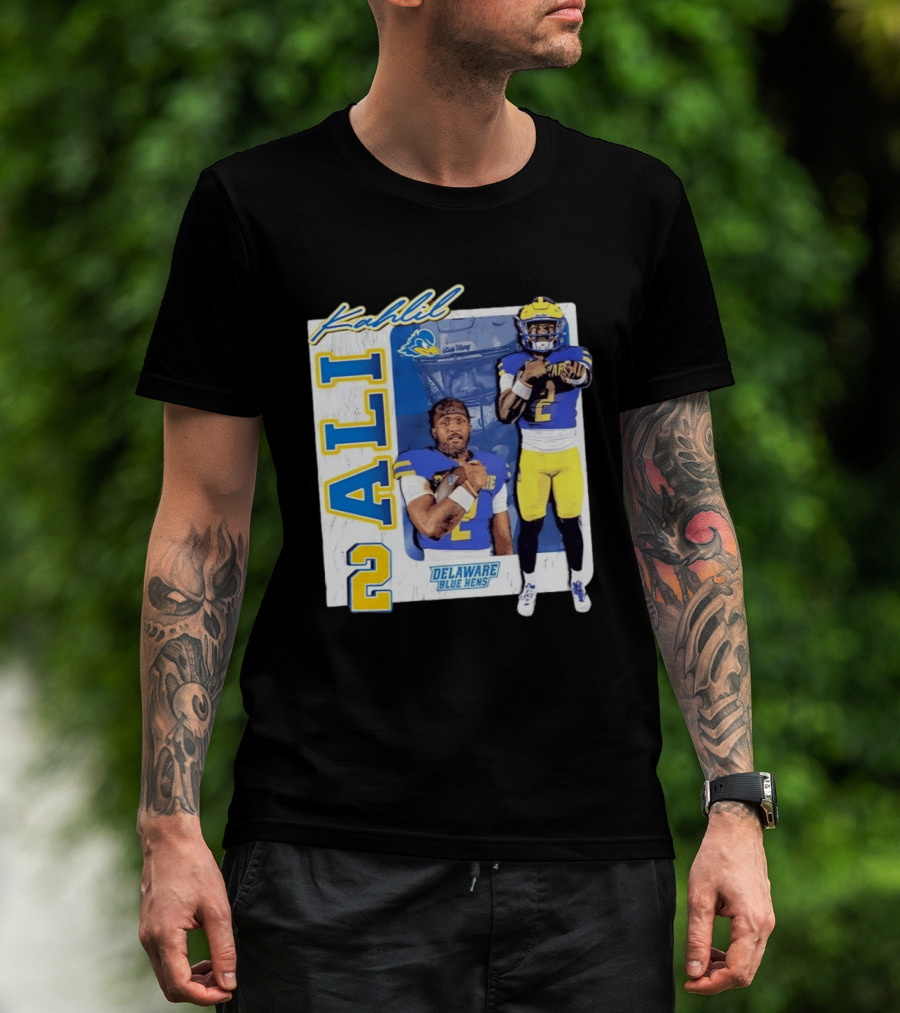 Kahlil Ali Delaware Blue Hens Football No 2 Collage T-Shirt