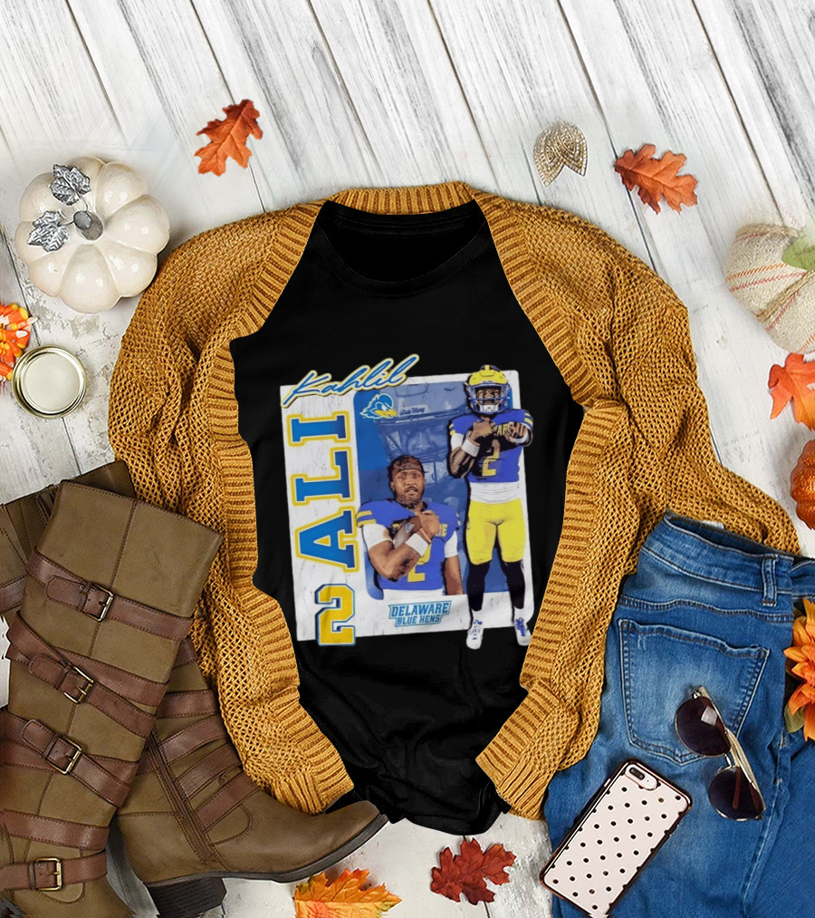 Kahlil Ali Delaware Blue Hens Football No 2 Collage T-Shirt