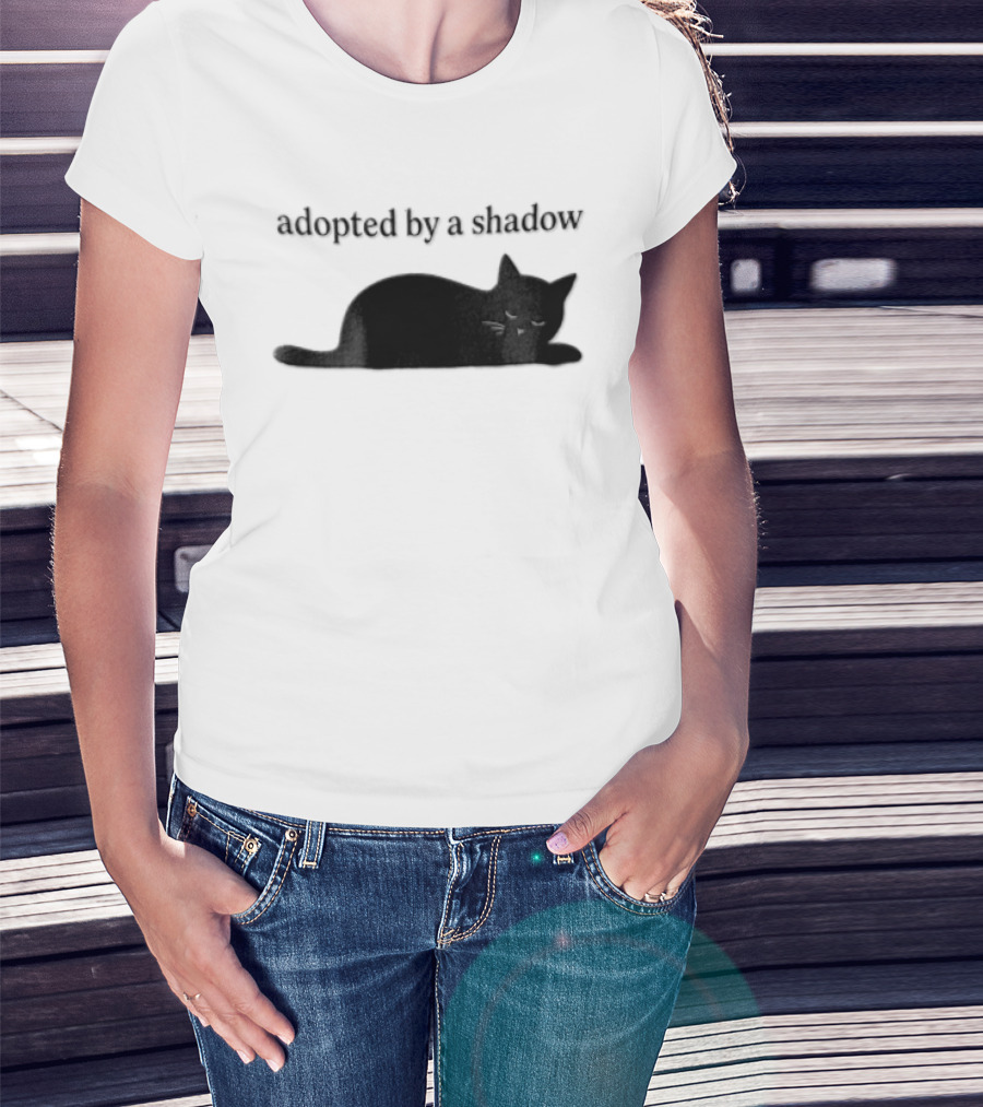 Adopted By A Shadow Sleeping Black Cat T-Shirt