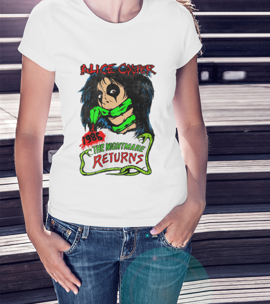 Alice Cooper The Nightmare Returns 1986 Constrictor Raglan T-Shirt