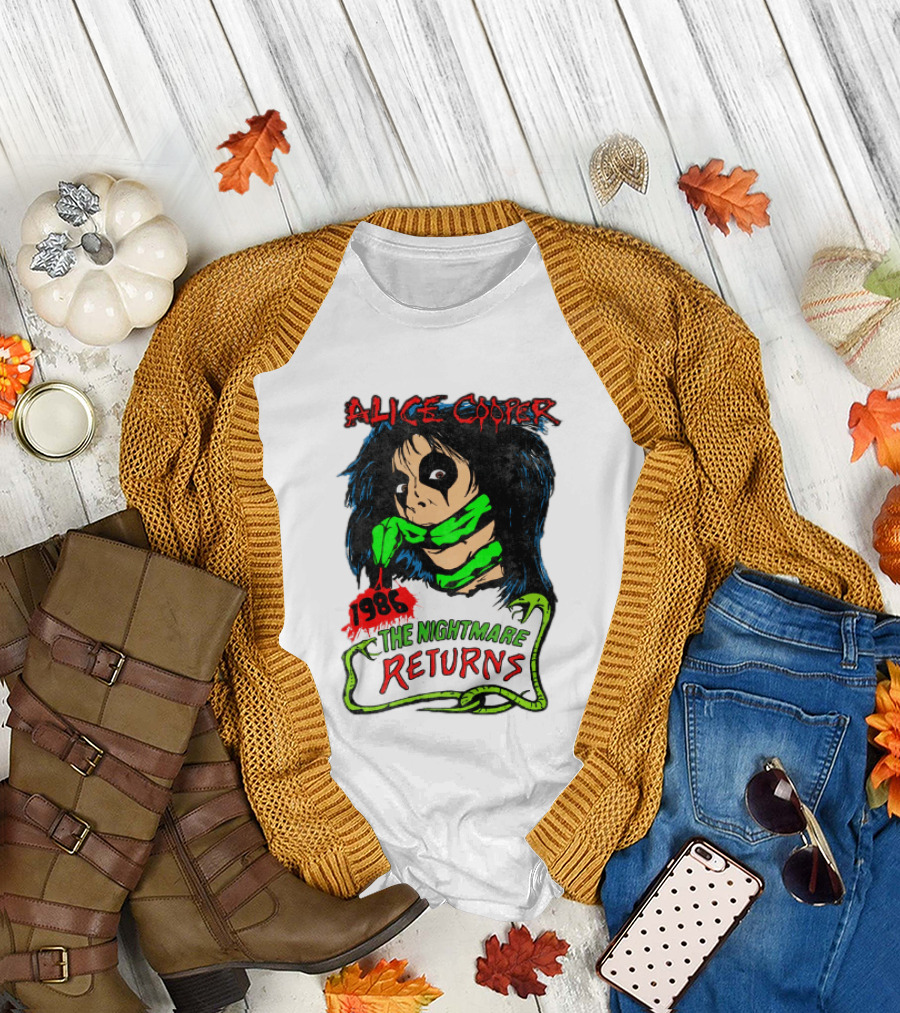 Alice Cooper The Nightmare Returns 1986 Constrictor Raglan T-Shirt