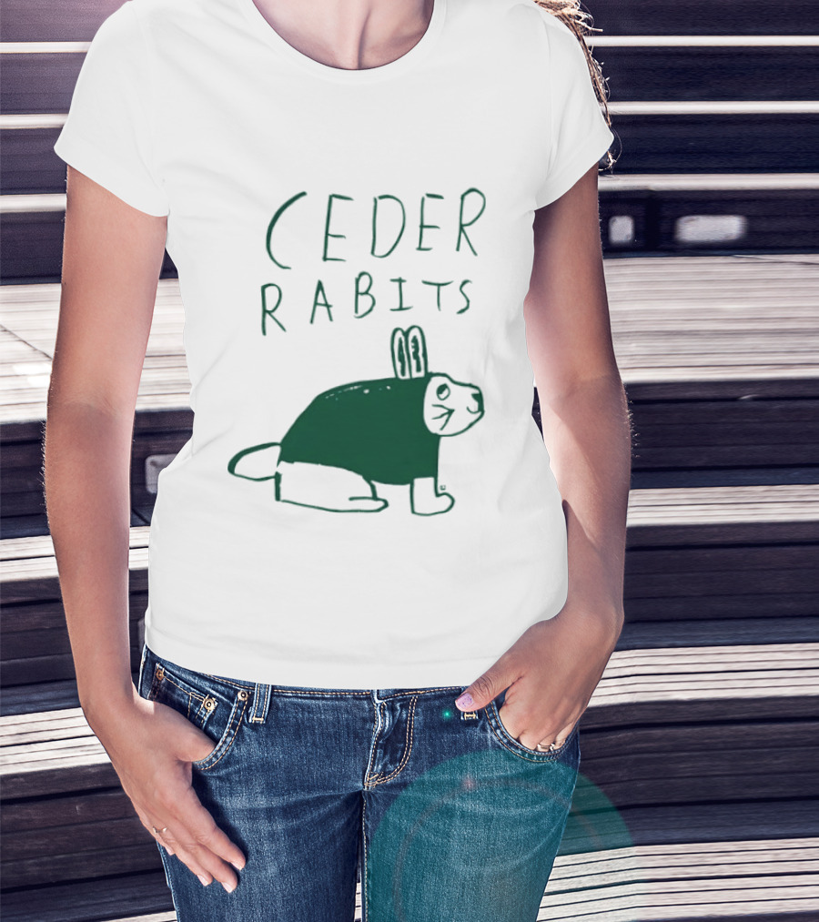 Cedar Rapids Ceder Rabits Playful Drawing T-Shirt