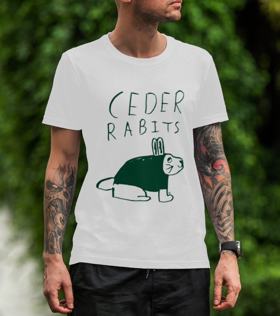 Cedar Rapids Ceder Rabits Playful Drawing T-Shirt