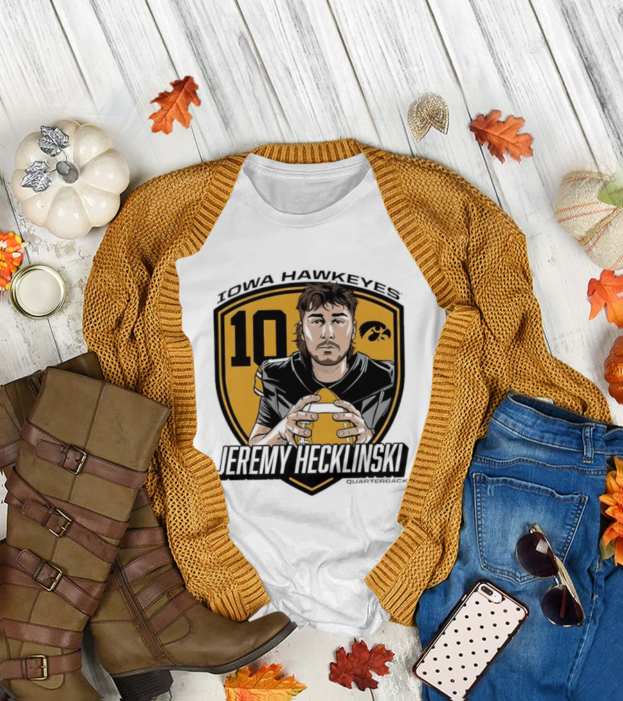 Iowa Hawkeyes 10 Jeremy Hecklinski Football Gold T-Shirt