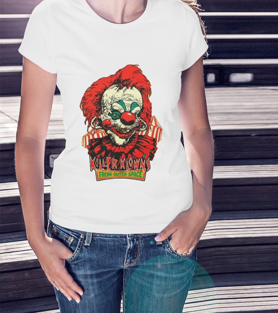 Killer Klowns From Outer Space Creepy Clown Art Red Nose Costume T-Shirt
