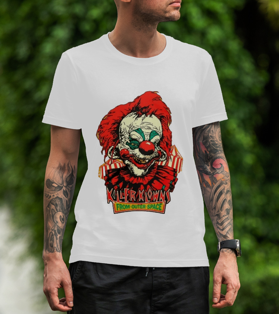Killer Klowns From Outer Space Creepy Clown Art Red Nose Costume T-Shirt