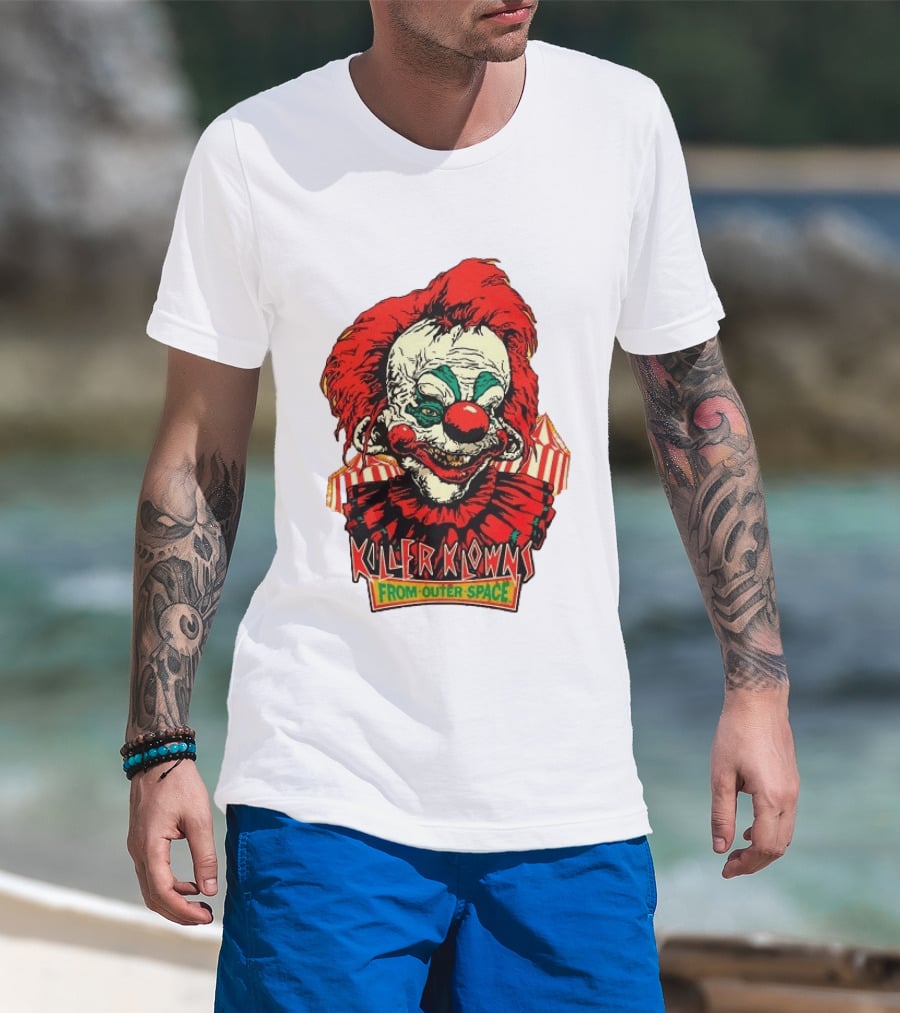 Killer Klowns From Outer Space Creepy Clown Art Red Nose Costume T-Shirt