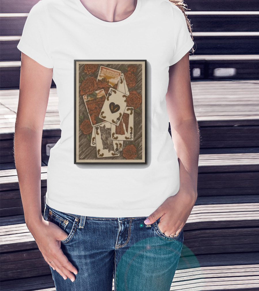 The Revivalists Red Rocks Amphitheatre Playing Cards Floral Art 9 25 2026 T-Shirt