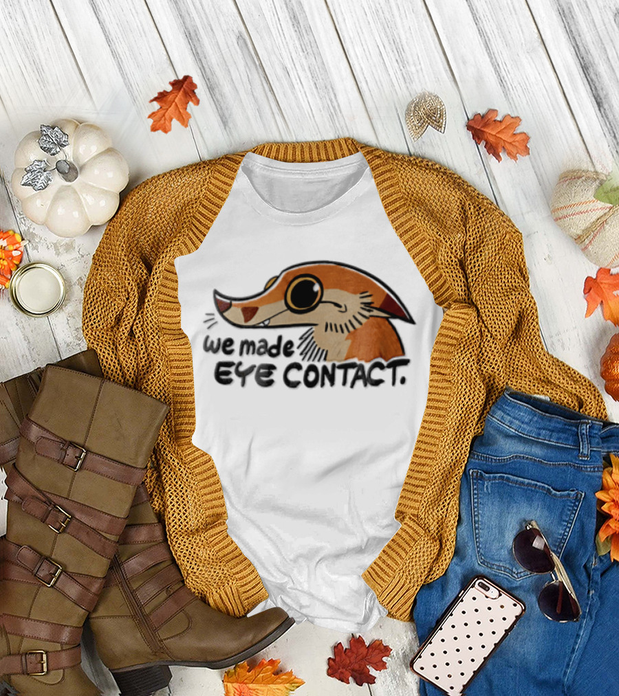 We Made EYE Contact Cartoon Orange Long Snouted Creature T-Shirt