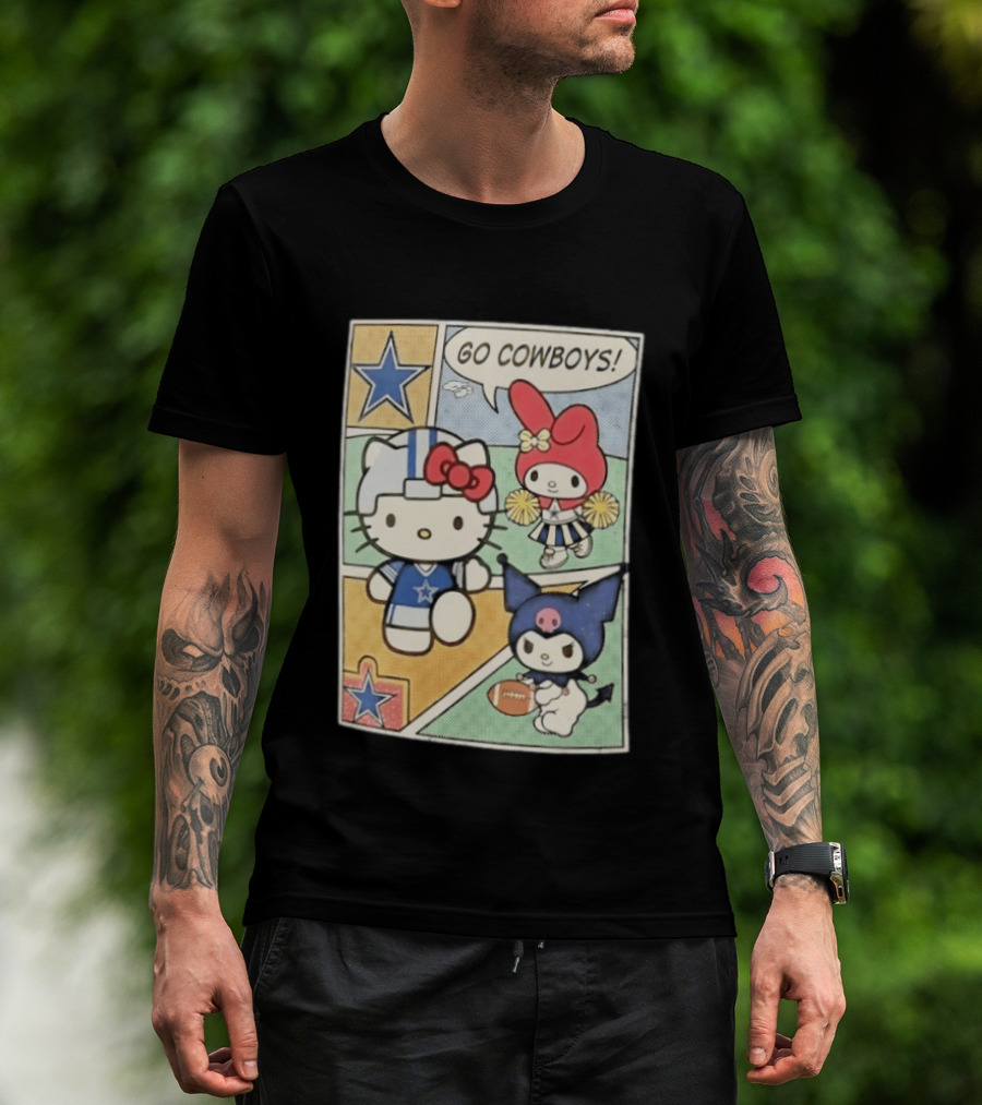 Dallas Cowboys Hello Kitty My Melody Kuromi Go Cowboys Comic T-Shirt