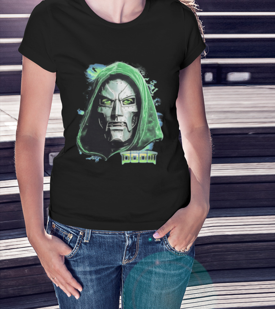 Doctor Doom Marvel Green Hooded Mask Iconic Villain T-Shirt