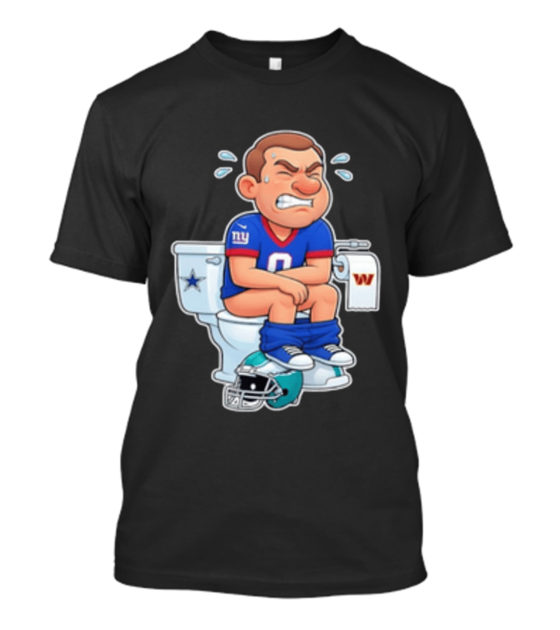 New York Giants Player Cartoon On Toilet With Football Rivalry T-Shirt
