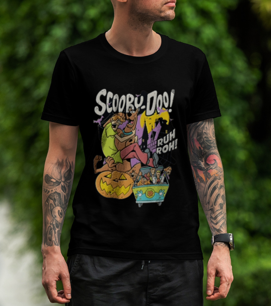 Scooby Doo Ruh Roh Shaggy Haunted House Pumpkin Mystery Machine T-Shirt