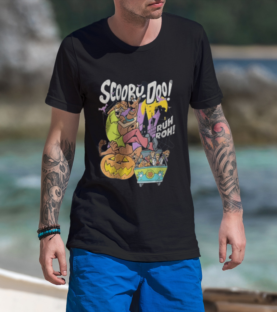 Scooby Doo Ruh Roh Shaggy Haunted House Pumpkin Mystery Machine T-Shirt