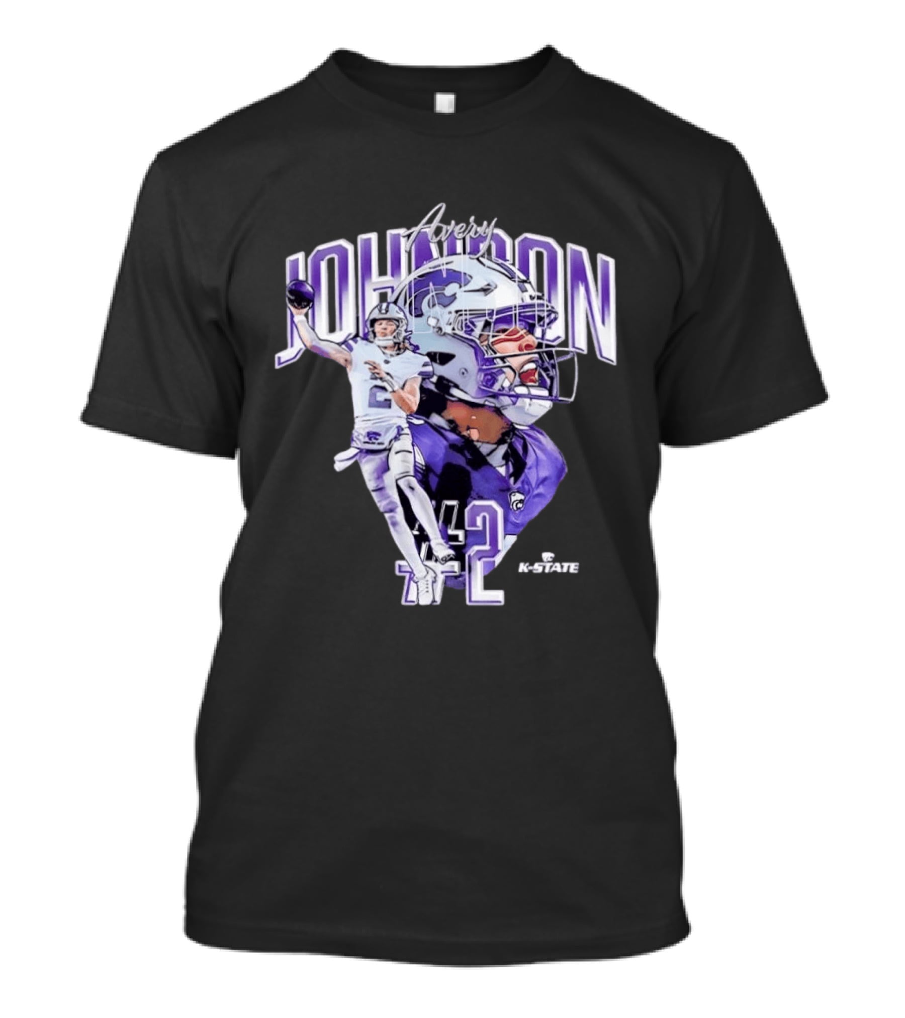 Kansas State Wildcats No 2 Avery Johnson NCAA Football Caricature K State T-Shirt