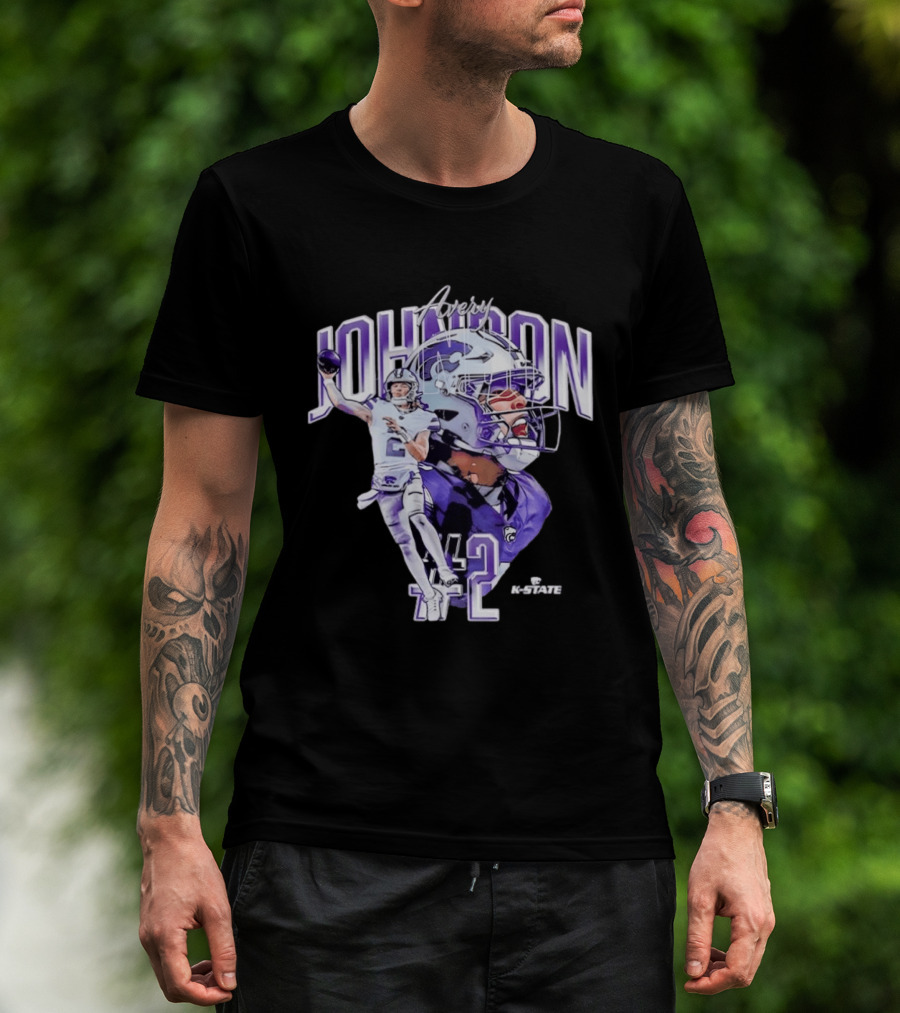 Kansas State Wildcats No 2 Avery Johnson NCAA Football Caricature K State T-Shirt