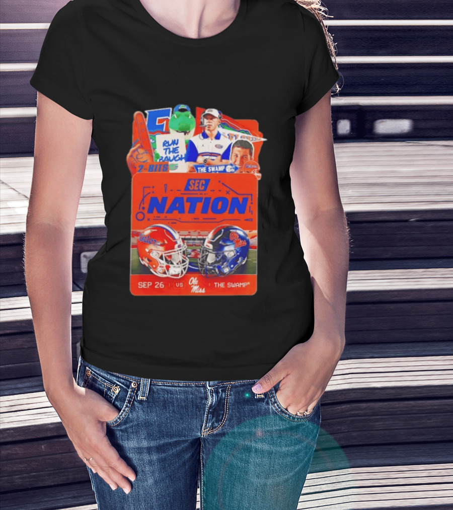 SEC Nation Florida Gators Vs Ole Miss The Swamp September 26 Helmets Football Rivalry T-Shirt