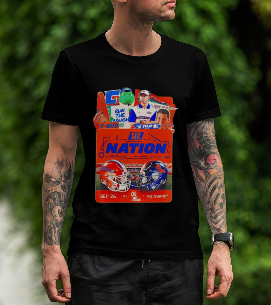 SEC Nation Florida Gators Vs Ole Miss The Swamp September 26 Helmets Football Rivalry T-Shirt