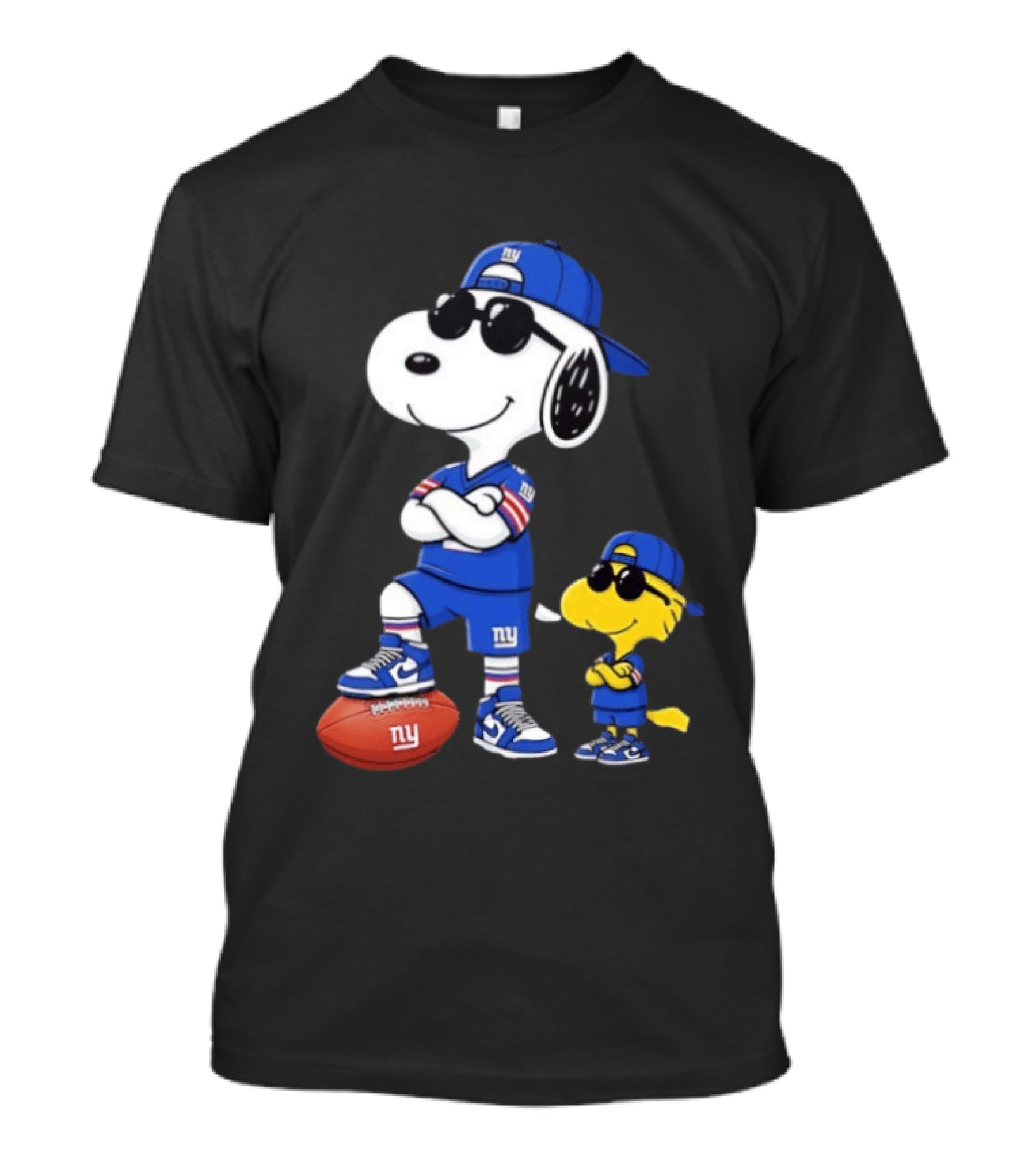 Snoopy And Woodstock In New York Giants Team T-Shirt